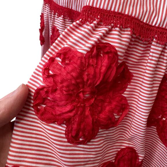 SILVIA TCHERASSI Dione Striped Midi-dress In Orange Embroidered Flower MEDIUM - Picture 9 of 12